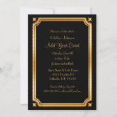 Stylish Black and Golden Lijst Invitation Kaart (Achterkant)