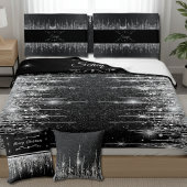 Stylish Black and Silver Sparkly Icicle Surname Kussensloop