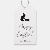 Stylish Black And White Bunny Minimal Happy Easter Cadeaulabel (Voorkant)