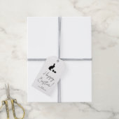 Stylish Black And White Bunny Minimal Happy Easter Cadeaulabel (Met Touw)