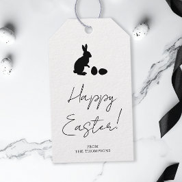 Stylish Black And White Bunny Minimal Happy Easter Cadeaulabel