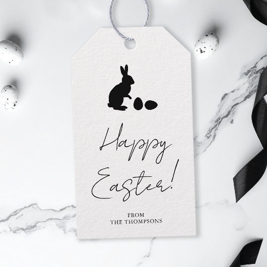 Stylish Black And White Bunny Minimal Happy Easter Cadeaulabel