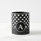 Stylish Black And White Hearts - Custom Monogram Mok (Midden)