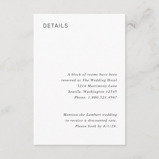 Stylish Black and White Minimalist Wedding Informatiekaartje (Voorkant)