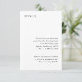 Stylish Black and White Minimalist Wedding Informatiekaartje (Staand voorkant)