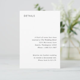 Stylish Black and White Minimalist Wedding Informatiekaartje