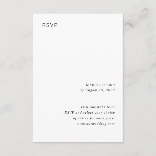 Stylish Black and White Minimalist Wedding RSVP Kaartje (Voorkant)