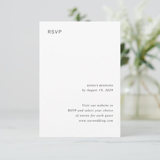 Stylish Black and White Minimalist Wedding RSVP Kaartje (Staand voorkant)