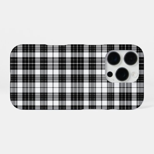 Stylish Black and White Monochrome Tartan Plaid iPhone Hoesje (Achterkant horizontaal)