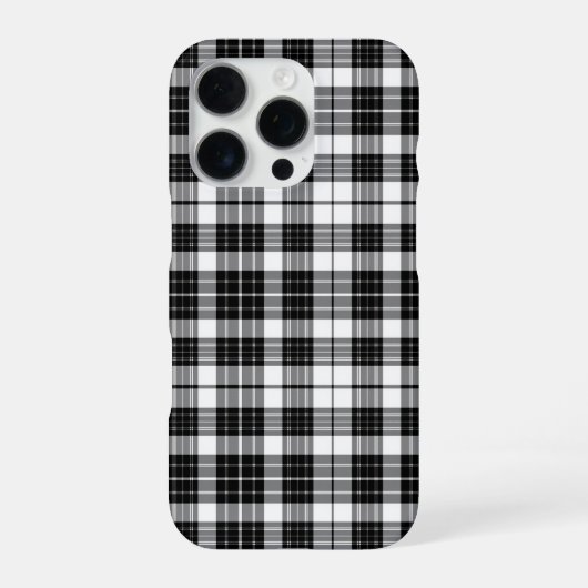 Stylish Black and White Monochrome Tartan Plaid iPhone Hoesje (Achterkant)
