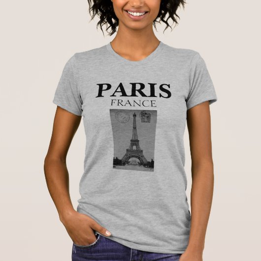 Stylish  Black and White Paris Frankrijk T-shirt (Voorkant)