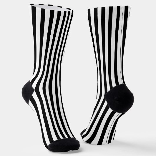 Stylish Black and White Stripe Decorative Socks Sokken (Gebogen)