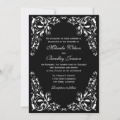 Stylish Black and White Swirls Wedding Invitation Kaart (Voorkant)