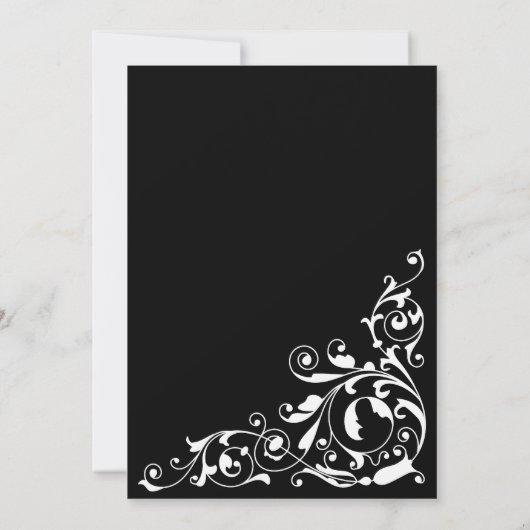 Stylish Black and White Swirls Wedding Invitation Kaart (Achterkant)