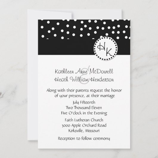 Stylish Black and White Wedding Invitation Kaart (Voorkant)