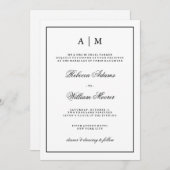 Stylish Black and White Wedding Invitation Kaart (Voorkant / Achterkant)