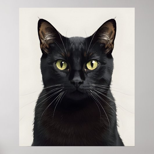 Stylish Black Cat Illustration Poster (Voorkant)
