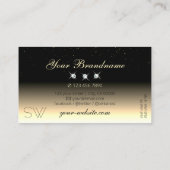 Stylish Black Cream Gold Sparkle Diamonds Monogram Visitekaartje (Achterkant)