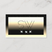 Stylish Black Cream Gold Sparkle Diamonds Monogram Visitekaartje (Voorkant)