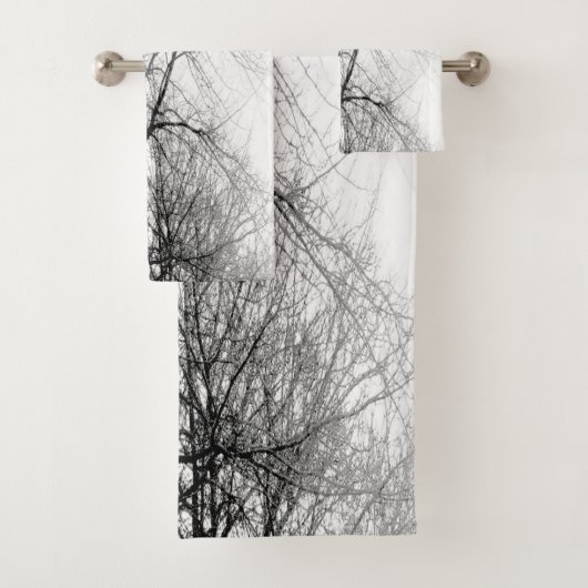 STYLISH BLACK EN WITTE BOMEN FOTOGRAAF BAD HANDDOEK (Insitu)