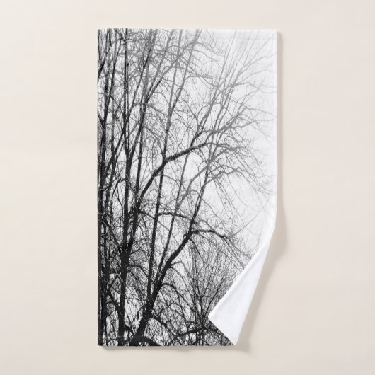 STYLISH BLACK EN WITTE BOMEN FOTOGRAAF BAD HANDDOEK (Handdoek)