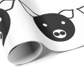 STYLISH BLACK EN WITTE PIG CADEAUPAPIER (Rol Hoek)