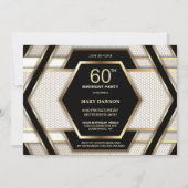 Stylish Black Gold 60th Birthday Party Kaart (Voorkant)