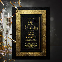 Stylish Black Gold 95th Birthday Party Kaart