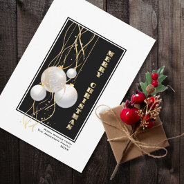 Stylish Black Gold Baubles kerst Feestdagenkaart