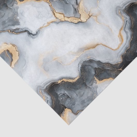 Stylish Black & Gold Marble Pattern Tissue Paper Tissuepapier (Detail)