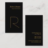 Stylish Black Gold Monogram Visitekaartje (Voorkant / Achterkant)