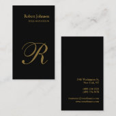 Stylish Black Gold Monogram Visitekaartje (Voorkant / Achterkant)
