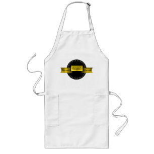 Stylish Black & Gold Name Plaque Custom Chef Apron Lang Schort