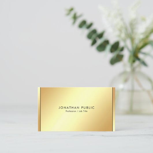 Stylish Black & Gold Professional Modern Template Visitekaartje (Staand voorkant)