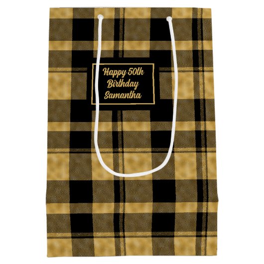 Stylish Black Gold Wedding Gift Bag Idea Medium Cadeauzakje (Achterkant)