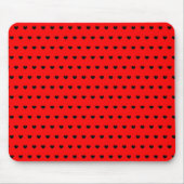 Stylish Black Hearts Pattern On Striking Red Muismat (Voorkant)
