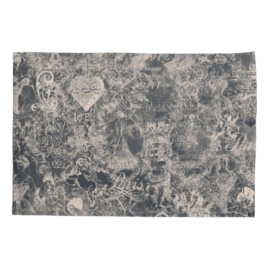 Stylish Black Paris Toile Design Kussensloop (Achterkant)