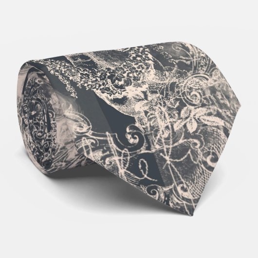 Stylish Black Paris Toile Design Stropdas (Opgerold)