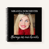 Stylish Black Photo Funeral Guest Notitieboek (Voorkant)