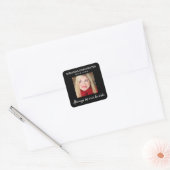 Stylish Black Photo Funeral Square Sticker (Envelop)