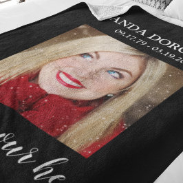 Stylish Black Photo Memorial Tribution Fleece Deken