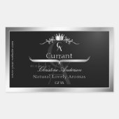 Stylish Black Product Label Silver Frame Monogram (Voorkant)