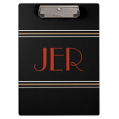 Stylish Black Red Designer Monogramed Initialen Klembord (Voorkant)