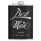 Stylish Black Retro Typography Best Man Groomsmen Heupfles (Voorkant)