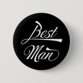 Stylish Black Retro Typography Best Man Groomsmen Ronde Button 5,7 Cm (Voorkant)