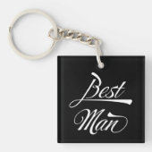 Stylish Black Retro Typography Best Man Groomsmen Sleutelhanger (voorkant)