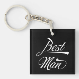 Stylish Black Retro Typography Best Man Groomsmen Sleutelhanger