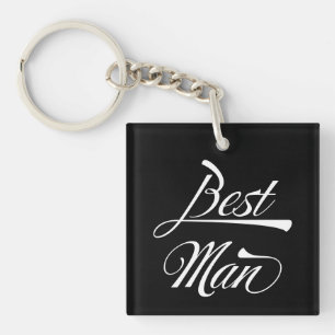 Stylish Black Retro Typography Best Man Groomsmen Sleutelhanger