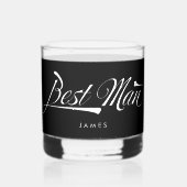 Stylish Black Retro Typography Best Man Groomsmen Whisky Glas (Voorkant)