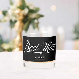 Stylish Black Retro Typography Best Man Groomsmen Whisky Glas